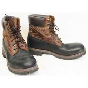 Timberland Mens Leather Boots sz 11M Waterproof Wood Grain Western Black Outdoor